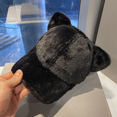 Φθινοπωρινό και Χειμώνα Γυναικεία αυτιά γάτας Καπέλο μπέιζμπολ Λούτρινο καπέλο πάπιας Γλώσσα κινουμένων σχεδίων Καπέλο μόδας Rebound Ρυθμιζόμενο καπέλο αναψυχής