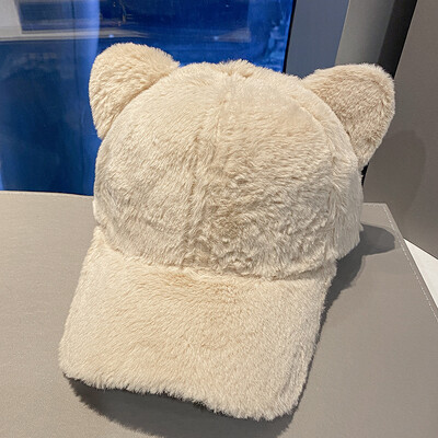 Φθινοπωρινό και Χειμώνα Γυναικεία αυτιά γάτας Καπέλο μπέιζμπολ Λούτρινο καπέλο πάπιας Γλώσσα κινουμένων σχεδίων Καπέλο μόδας Rebound Ρυθμιζόμενο καπέλο αναψυχής