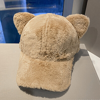 Φθινοπωρινό και Χειμώνα Γυναικεία αυτιά γάτας Καπέλο μπέιζμπολ Λούτρινο καπέλο πάπιας Γλώσσα κινουμένων σχεδίων Καπέλο μόδας Rebound Ρυθμιζόμενο καπέλο αναψυχής