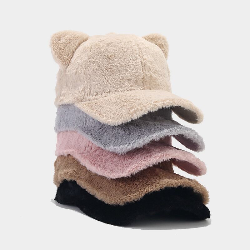 Φθινοπωρινό και Χειμώνα Γυναικεία αυτιά γάτας Καπέλο μπέιζμπολ Λούτρινο καπέλο πάπιας Γλώσσα κινουμένων σχεδίων Καπέλο μόδας Rebound Ρυθμιζόμενο καπέλο αναψυχής