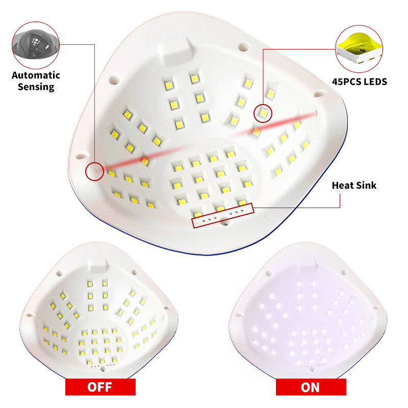 45LEDs nagu žāvētājs ar automātisku sensoru nagu mākslas lampu High Power No Black Hands gēla lakas žāvētājs manikīra pedikīra salona rīks
