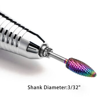 Φρέζα για μανικιούρ Καρβίδιο Rainbow Tungsten Nail Drill Bits Αξεσουάρ μηχανής Περιστροφικά ηλεκτρικά εργαλεία για λίμες νυχιών