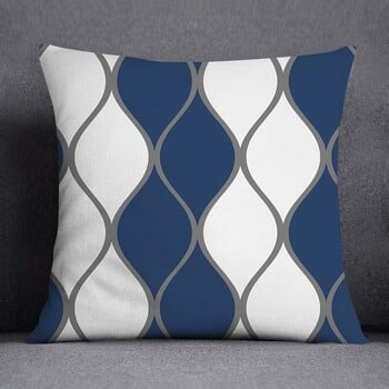 Nordic Simple Geometric Blue Series Μοτίβο εκτύπωσης Σπίτι Σαλόνι Καναπέ Διακόσμηση Τετράγωνη πολυεστερική μαξιλαροθήκη