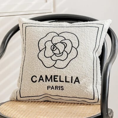 Μοντέρνο ασπρόμαυρο κάλυμμα μαξιλαριού ελαφρύ πολυτελές κεντημένο ζακάρ καλύμματα μαξιλαριών Διακοσμητικές σκανδιναβικές μαξιλαροθήκες σαλονιού