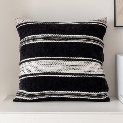 Μοντέρνο ασπρόμαυρο κάλυμμα μαξιλαριού ελαφρύ πολυτελές κεντημένο ζακάρ καλύμματα μαξιλαριών Διακοσμητικές σκανδιναβικές μαξιλαροθήκες σαλονιού