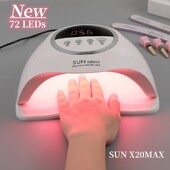 SUN X20MAX Mașină de uscător de unghii 72 LED-uri UV LED Lampă pentru unghii Gel Polish Lampă de manichiură 10/30/60/99s Timer Display LCD