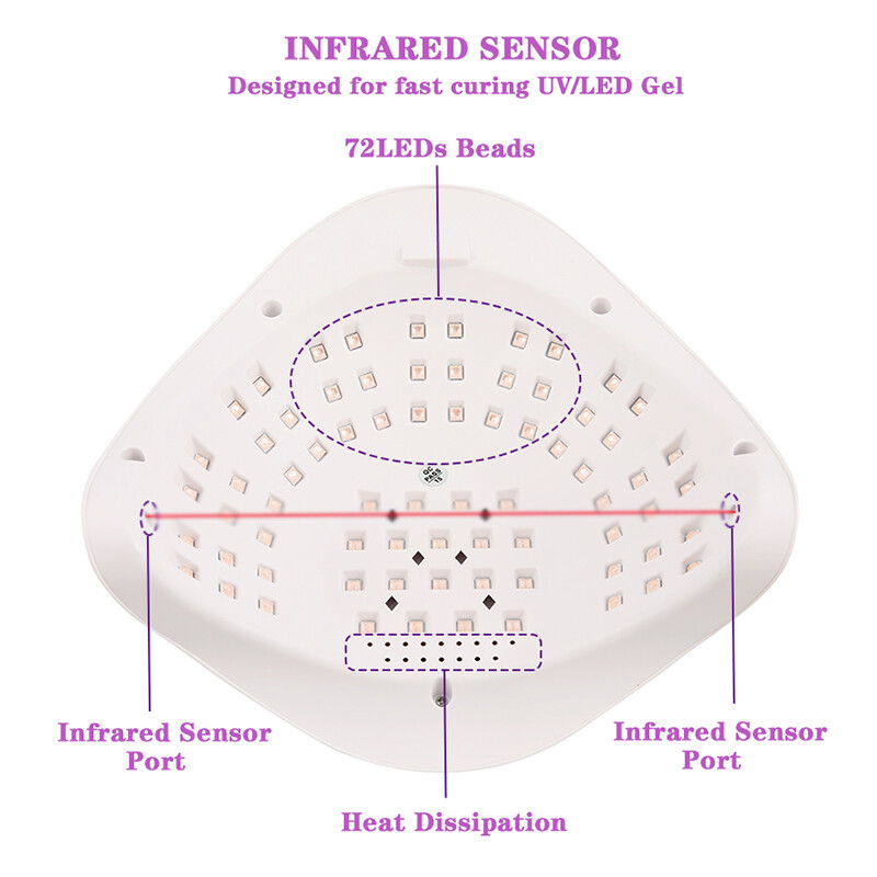 SUN X20MAX Mașină de uscător de unghii 72 LED-uri UV LED Lampă pentru unghii Gel Polish Lampă de manichiură 10/30/60/99s Timer Display LCD