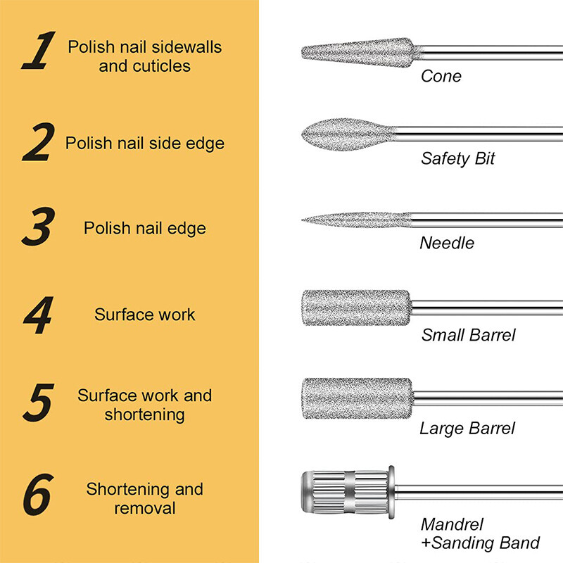 12 bucăți/set burghie pentru unghii set bucăți profesionale produse pentru manichiură pile accesorii și unelte pentru unghii freze pentru pedichiură