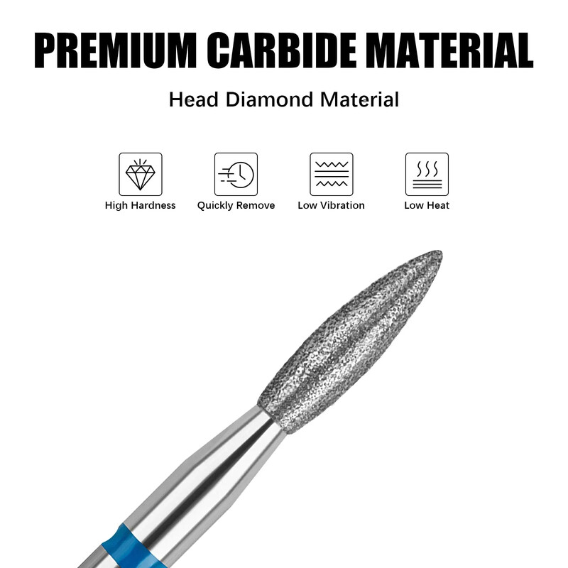 Διαμαντένια τρυπάνια νυχιών 3/32" Tornado Flame Κόφτες για μανικιούρ Περιστροφική γρέζια Αξεσουάρ τρυπανιού Spiral Nail Mills Tools