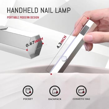 Mini Handheld UV Led Lamp For Nails Φορητό επαναφορτιζόμενο στεγνωτήριο νυχιών για πολυμερισμό Gel Polish With Display Machine Manicure