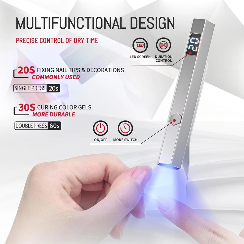 Mini Handheld UV Led Lamp For Nails Φορητό επαναφορτιζόμενο στεγνωτήριο νυχιών για πολυμερισμό Gel Polish With Display Machine Manicure
