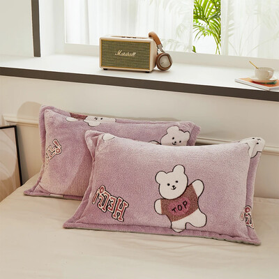 Λούτρινη μαξιλαροθήκη με στάμπα Cartoon πολλαπλών διαστάσεων, Ορθογώνια μαξιλαροθήκη ύπνου, Ζεστή μαλακή φανέλα μαξιλαροθήκη, Διακόσμηση σπιτιού, Χειμώνας