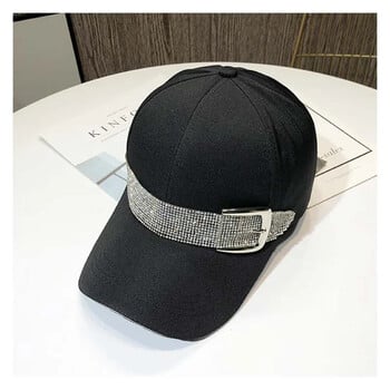 Нови модни бейзболни шапки с колан с кристали за жени Snapback Sport Cap Outdoor Sun Hat Gorras Black hats