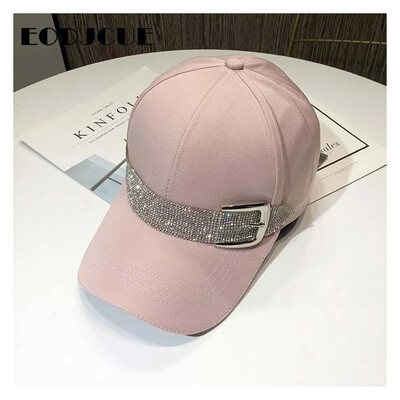 Нови модни бейзболни шапки с колан с кристали за жени Snapback Sport Cap Outdoor Sun Hat Gorras Black hats