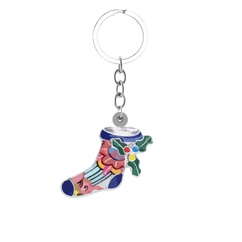 Ευρωπαϊκές και αμερικανικές διασυνοριακές χριστουγεννιάτικες κάλτσες με γκράφιτι μελόψωμο άντρας κουτάβι μπρελόκ συρρικνούμενο φύλλο ακρυλικό μπρελόκ