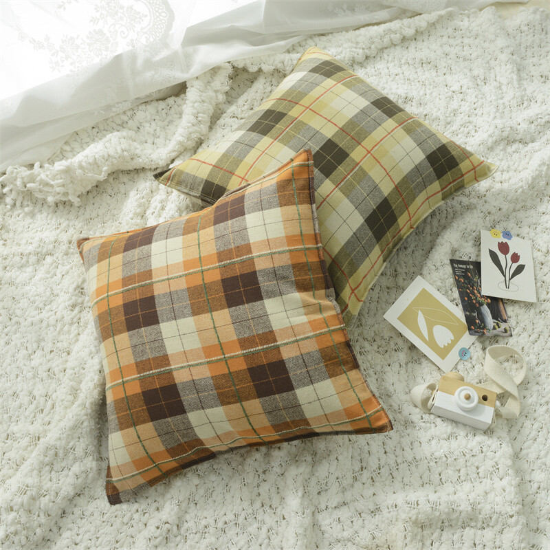 Karirani ukrasni jastuci 45x45 cm Flokirana jastučnica za krevet Sofa Dnevni boravak Udobna jastučnica Moderne jastučnice za uređenje doma