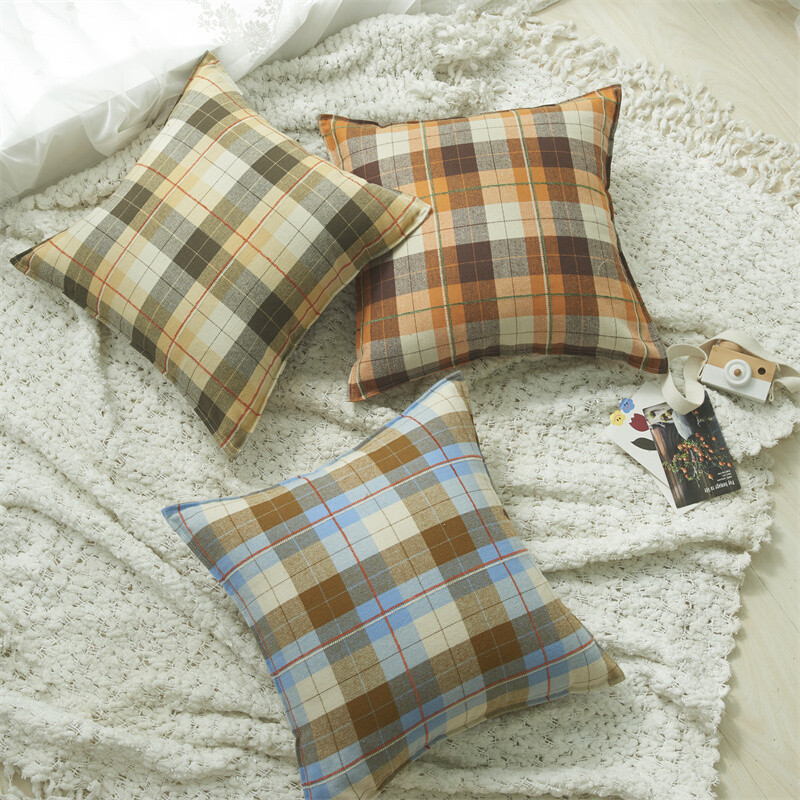 Karirani ukrasni jastuci 45x45 cm Flokirana jastučnica za krevet Sofa Dnevni boravak Udobna jastučnica Moderne jastučnice za uređenje doma