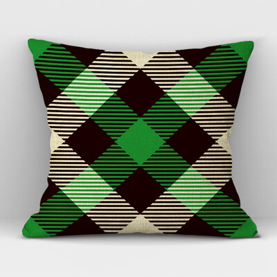 Καρό Γεωμετρικό Κάλυμμα Μαξιλαριού Λινό Υψηλής ποιότητας Πράσινο Κόκκινο Καρό Διακοσμητικό Κάλυμμα Μαξιλαριού Καναπέ Γραφείου σπιτιού 45CMx45CM