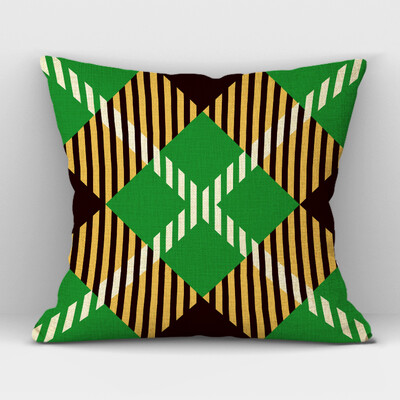 Καρό Γεωμετρικό Κάλυμμα Μαξιλαριού Λινό Υψηλής ποιότητας Πράσινο Κόκκινο Καρό Διακοσμητικό Κάλυμμα Μαξιλαριού Καναπέ Γραφείου σπιτιού 45CMx45CM