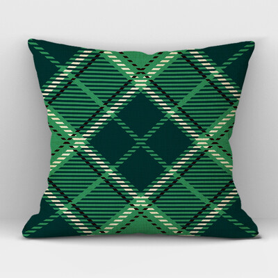 Καρό Γεωμετρικό Κάλυμμα Μαξιλαριού Λινό Υψηλής ποιότητας Πράσινο Κόκκινο Καρό Διακοσμητικό Κάλυμμα Μαξιλαριού Καναπέ Γραφείου σπιτιού 45CMx45CM