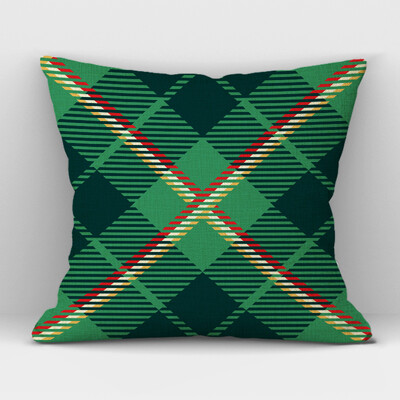 Καρό Γεωμετρικό Κάλυμμα Μαξιλαριού Λινό Υψηλής ποιότητας Πράσινο Κόκκινο Καρό Διακοσμητικό Κάλυμμα Μαξιλαριού Καναπέ Γραφείου σπιτιού 45CMx45CM