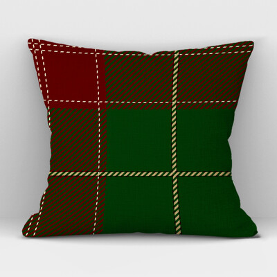 Καρό Γεωμετρικό Κάλυμμα Μαξιλαριού Λινό Υψηλής ποιότητας Πράσινο Κόκκινο Καρό Διακοσμητικό Κάλυμμα Μαξιλαριού Καναπέ Γραφείου σπιτιού 45CMx45CM