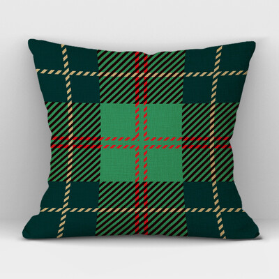 Καρό Γεωμετρικό Κάλυμμα Μαξιλαριού Λινό Υψηλής ποιότητας Πράσινο Κόκκινο Καρό Διακοσμητικό Κάλυμμα Μαξιλαριού Καναπέ Γραφείου σπιτιού 45CMx45CM