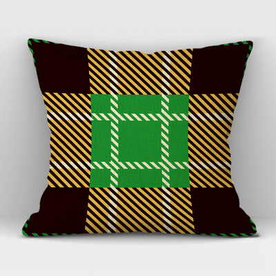 Καρό Γεωμετρικό Κάλυμμα Μαξιλαριού Λινό Υψηλής ποιότητας Πράσινο Κόκκινο Καρό Διακοσμητικό Κάλυμμα Μαξιλαριού Καναπέ Γραφείου σπιτιού 45CMx45CM