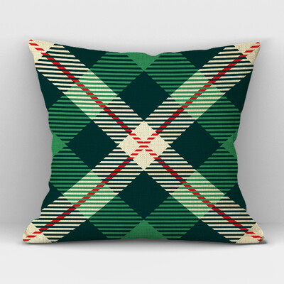 Καρό Γεωμετρικό Κάλυμμα Μαξιλαριού Λινό Υψηλής ποιότητας Πράσινο Κόκκινο Καρό Διακοσμητικό Κάλυμμα Μαξιλαριού Καναπέ Γραφείου σπιτιού 45CMx45CM