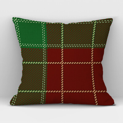 Καρό Γεωμετρικό Κάλυμμα Μαξιλαριού Λινό Υψηλής ποιότητας Πράσινο Κόκκινο Καρό Διακοσμητικό Κάλυμμα Μαξιλαριού Καναπέ Γραφείου σπιτιού 45CMx45CM