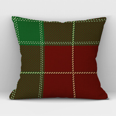 Καρό Γεωμετρικό Κάλυμμα Μαξιλαριού Λινό Υψηλής ποιότητας Πράσινο Κόκκινο Καρό Διακοσμητικό Κάλυμμα Μαξιλαριού Καναπέ Γραφείου σπιτιού 45CMx45CM
