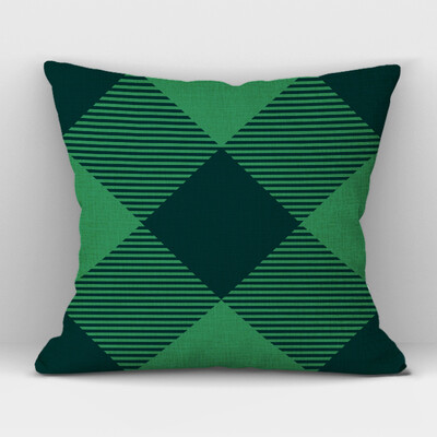 Καρό Γεωμετρικό Κάλυμμα Μαξιλαριού Λινό Υψηλής ποιότητας Πράσινο Κόκκινο Καρό Διακοσμητικό Κάλυμμα Μαξιλαριού Καναπέ Γραφείου σπιτιού 45CMx45CM