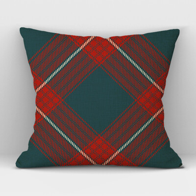 Καρό Γεωμετρικό Κάλυμμα Μαξιλαριού Λινό Υψηλής ποιότητας Πράσινο Κόκκινο Καρό Διακοσμητικό Κάλυμμα Μαξιλαριού Καναπέ Γραφείου σπιτιού 45CMx45CM