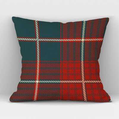 Καρό Γεωμετρικό Κάλυμμα Μαξιλαριού Λινό Υψηλής ποιότητας Πράσινο Κόκκινο Καρό Διακοσμητικό Κάλυμμα Μαξιλαριού Καναπέ Γραφείου σπιτιού 45CMx45CM