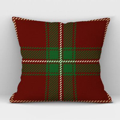 Καρό Γεωμετρικό Κάλυμμα Μαξιλαριού Λινό Υψηλής ποιότητας Πράσινο Κόκκινο Καρό Διακοσμητικό Κάλυμμα Μαξιλαριού Καναπέ Γραφείου σπιτιού 45CMx45CM