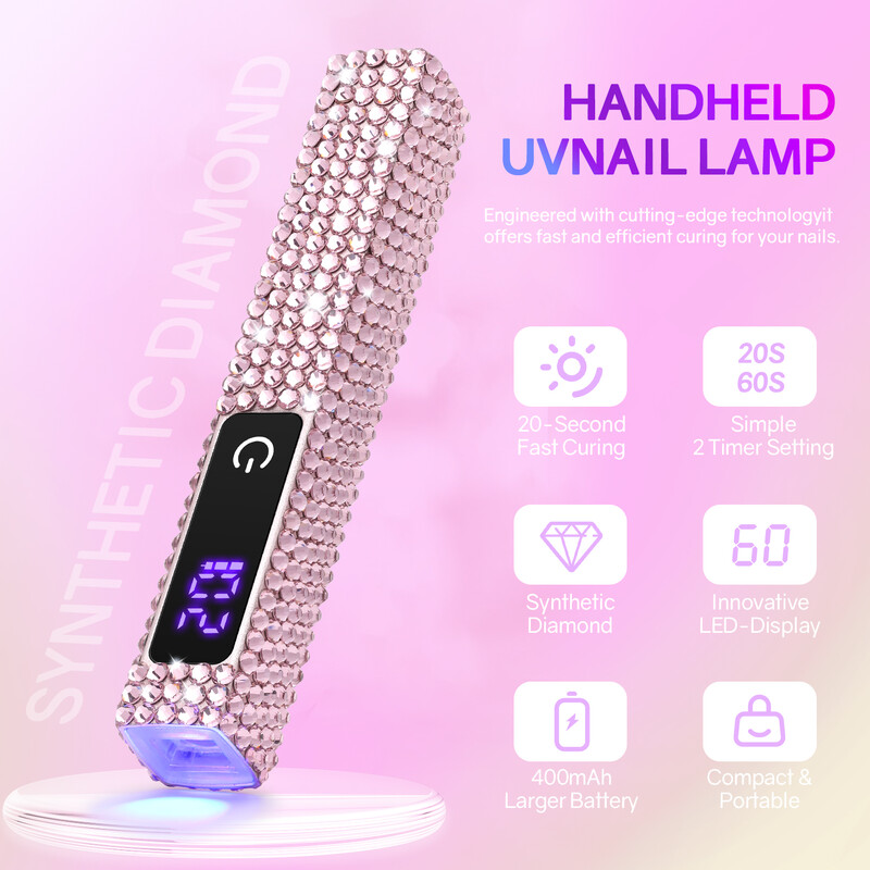 Prijenosna ručna mini lampa za nokte za sve gel lakove, brzo sušenje, punjiva USB mašina za sušenje noktiju UV LED lampa za nokte s dijamantom