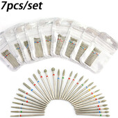 Set de burghie cu diamante pentru unghii, 7 buc, freze electrice pentru cuticule 3/32 pile pentru unghii, ceramica, freza pentru unghii, pedichiura, manichiura, unelte pentru unghii