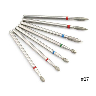 Set de burghie cu diamante pentru unghii, 7 buc, freze electrice pentru cuticule 3/32 pile pentru unghii, ceramica, freza pentru unghii, pedichiura, manichiura, unelte pentru unghii