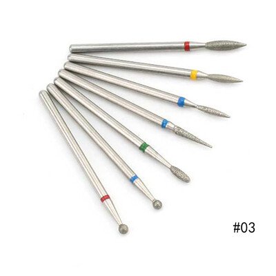 Set de burghie cu diamante pentru unghii, 7 buc, freze electrice pentru cuticule 3/32 pile pentru unghii, ceramica, freza pentru unghii, pedichiura, manichiura, unelte pentru unghii