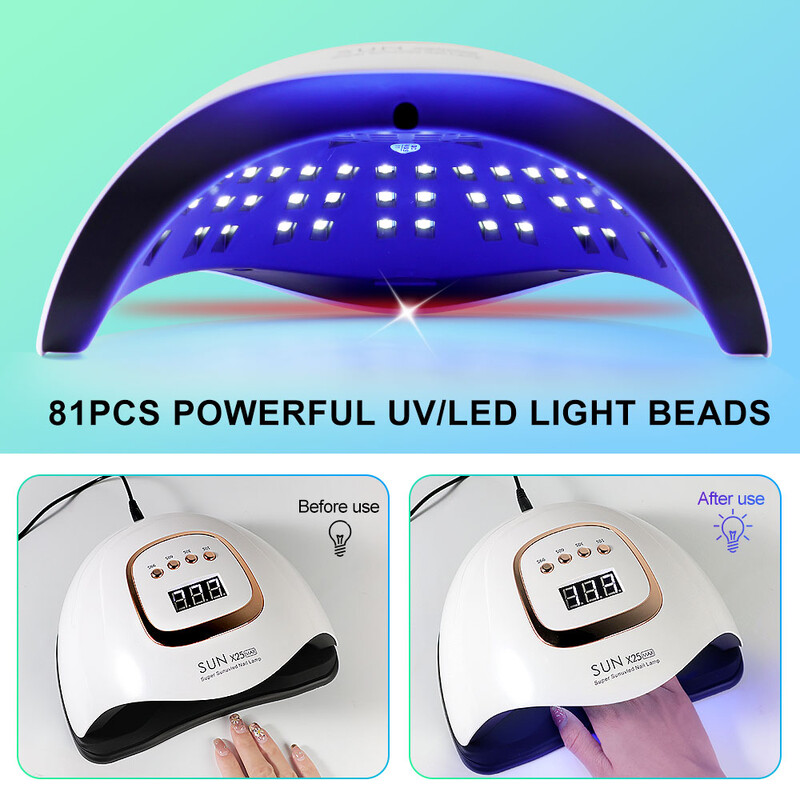 SUN X25MAX 81LED UV lampa za sušenje noktiju Brzo stvrdnjavanje svih geliranih lakova za nokte Profesionalno snažno UV svjetlo za sušenje noktiju Salon za manikuru