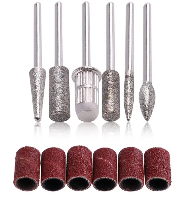 6Pcs Nail Art svrdla Zamjena brusnog papira Set glava s kućištem Gel vrhovi Brušenje Poliranje Stroj za oblikovanje Rotacijski kompleti alata