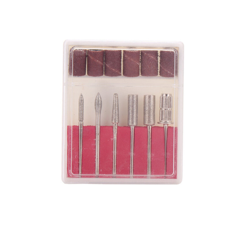 6Pcs Nail Art svrdla Zamjena brusnog papira Set glava s kućištem Gel vrhovi Brušenje Poliranje Stroj za oblikovanje Rotacijski kompleti alata