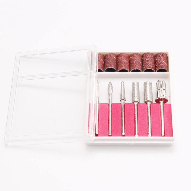 6Pcs Nail Art svrdla Zamjena brusnog papira Set glava s kućištem Gel vrhovi Brušenje Poliranje Stroj za oblikovanje Rotacijski kompleti alata