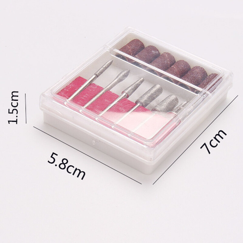 6Pcs Nail Art svrdla Zamjena brusnog papira Set glava s kućištem Gel vrhovi Brušenje Poliranje Stroj za oblikovanje Rotacijski kompleti alata