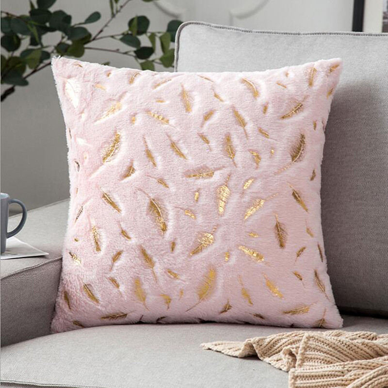 Χρυσά πουπουλένια καλύμματα μαξιλαριού Διακόσμηση Κάλυμμα μαξιλαριού για καναπέ σαλονιού Σπίτι βελούδινο ριχτάρι μαξιλαροθήκη σκανδιναβικής διακόσμησης