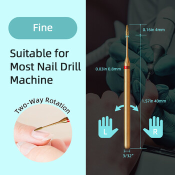 Μίνι κωνικό τρυπάνι νυχιών HYTOOS 1mm, καθαριστικό τρυπάνι νυχιών από Titanium Russian Diamond Nail Cleaner Αξεσουάρ για νεκρό δέρμα