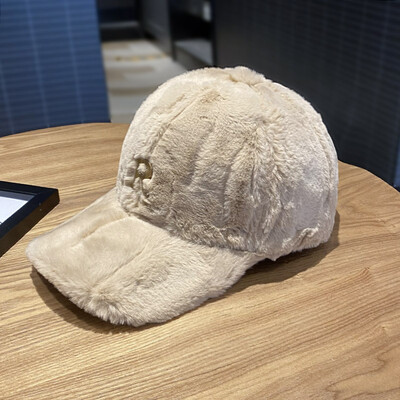 Φθινοπωρινό απλό μεταλλικό R μονόχρωμο καπέλο μπέιζμπολ με μαλλιά κουνελιού Γυναικείο καπέλο χειμερινού εξωτερικού χώρου ζεστό παχύρρευστο βελούδινο καπέλο αντηλιακού