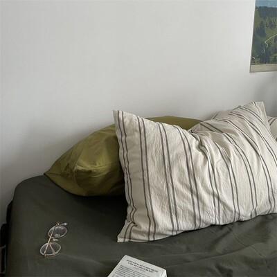 Μαξιλαροθήκη Ριγέ Απλό Απλό Οικιακό Μαξιλάρι Ριχτάρι Κρεβατοκάμαρας Ρετρό 48x74cm Βαμβακερό παντός τύπου Ζευγάρια Nordic Ins