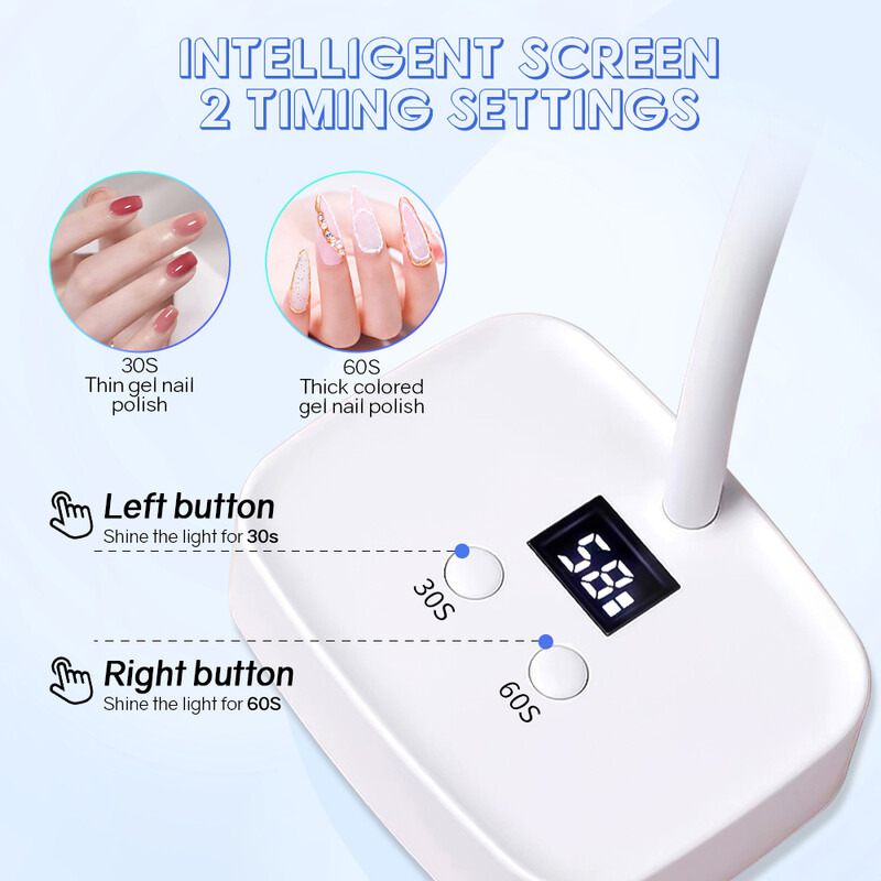 Mini UV LED įkraunama nagų lempa 27 W UV lemputė geliniams nagams Belaidis nešiojamas nagų džiovintuvas 360° pasukama poliravimo kietėjimo lempa
