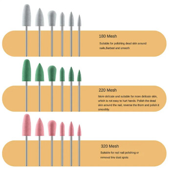 6 τμχ Τρυπάνι καρφιών από καουτσούκ σιλικόνης Κιτ φρεζαρίσματος Λίμες αφαίρεσης επιδερμίδας Gel Polish Strawberries Electric Burr Tools